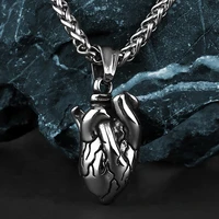 retro hip hop personality heart pendant mens simple fashion titanium steel stainless steel pendant necklace gift wholesale