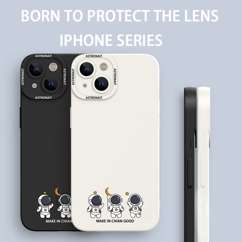 

Cute Astronaut Phone Case for iPhone 14 Pro Max 11 12 Pro 13 Pro Max XS Max XR X 8 7 Plus SE Photo Frame Case