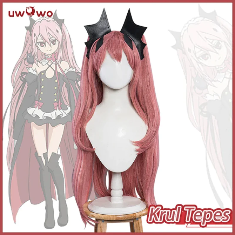 

UWOWO Anime Krul Wig Seraph Of The End Cosplay Krul Tepes Cosplay Costume Wig Long Pink Hair 90CM Long Hair Pink Wig