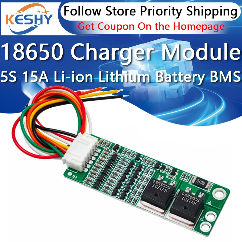 Литий-ионная батарея BMS 18650 5S 15A