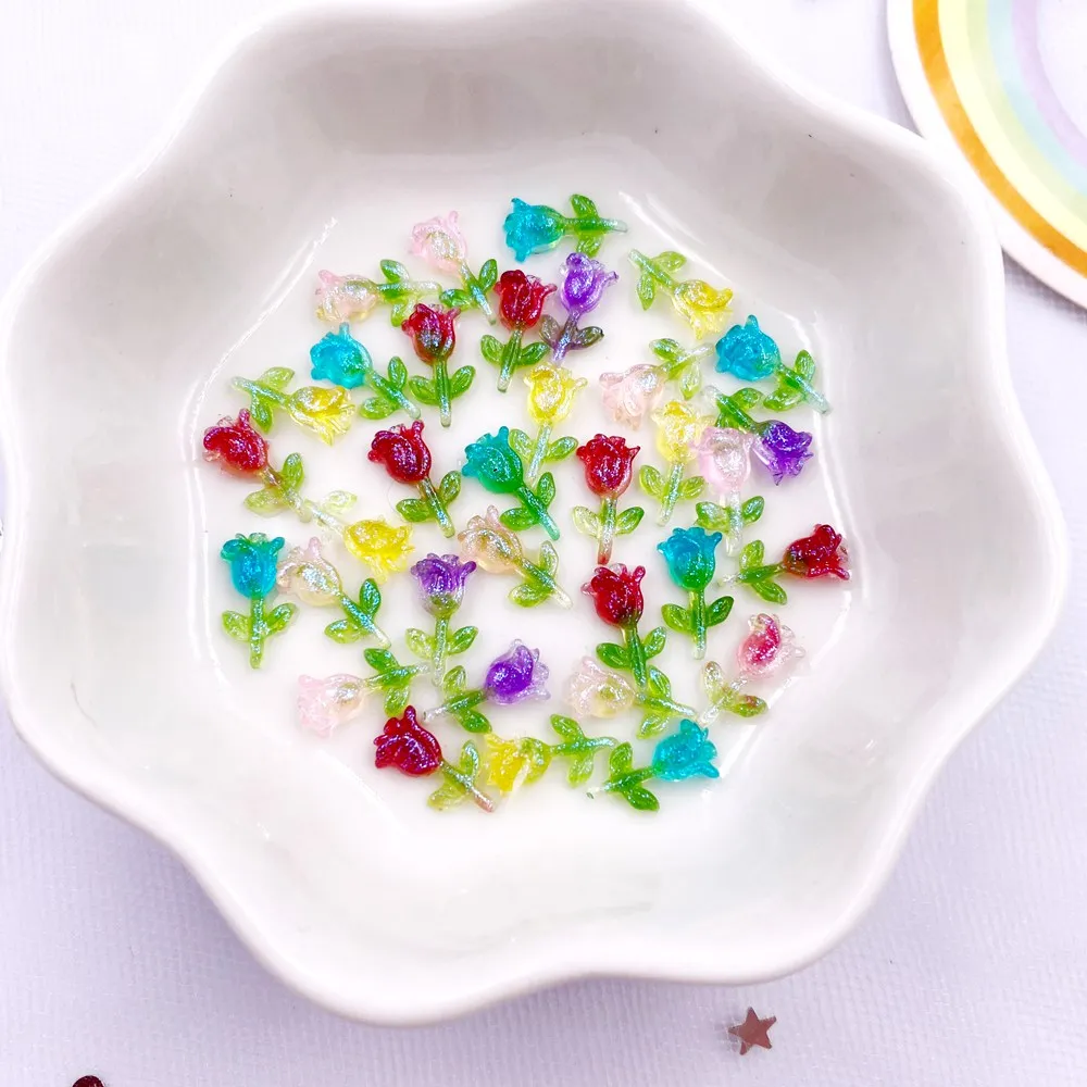 

Полимерный блеск, миниатюрный кавайный кристалл, красочная Роза, искусство ногтей, плоская задняя сторона, искусственная статуэтка, 100 шт., сделай сам, свадьба, скрапбукинг, Декор, ремесло