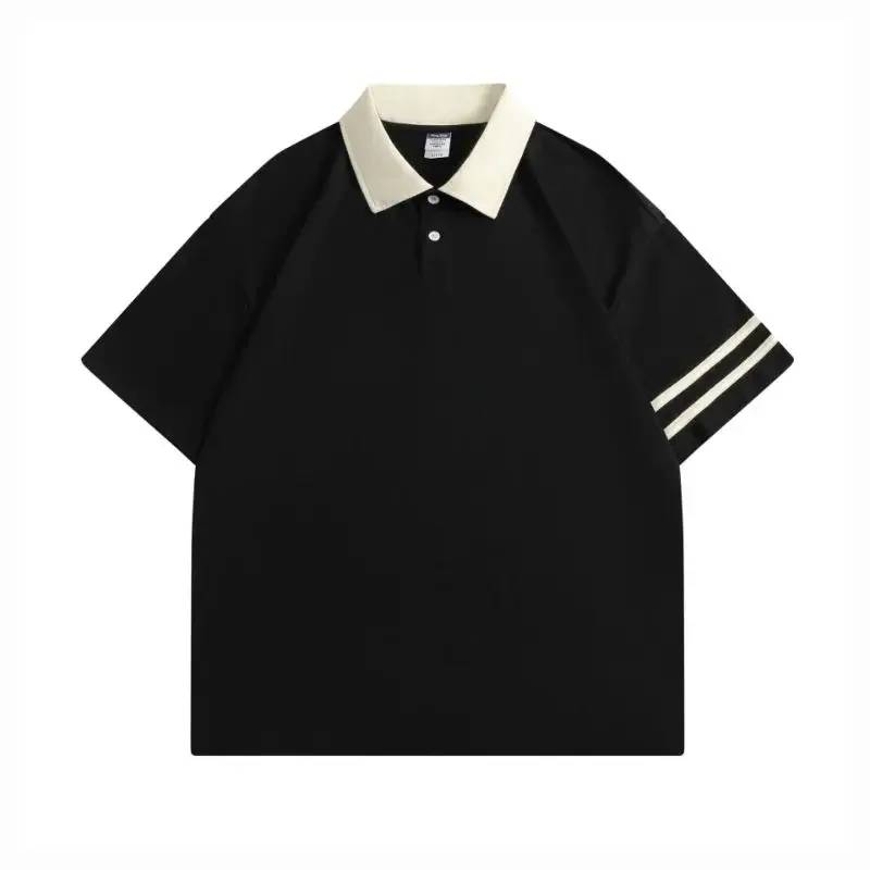 

200 Grams Cotton Lapel Polo Shirts Preppy Plain Blank Shirt Washed Tees Class uniform
