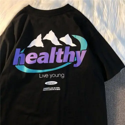 

American tide brand hip hop letter printed T shirt short sleeved men and women casual summer street loose half sleeved couple