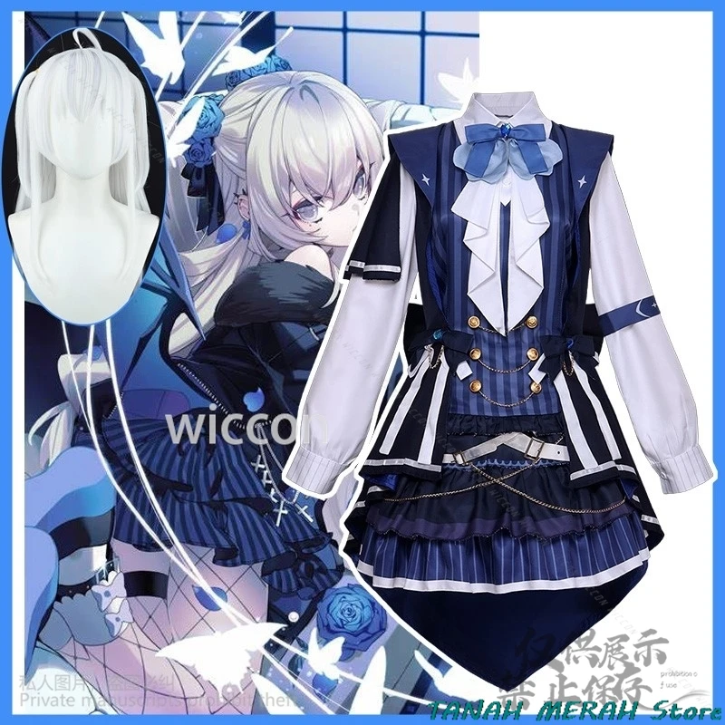 Аниме Vtuber Косплей YouTuber Blanche Fleur Костюм Платье Хэллоуин Лолита Готический Вампира