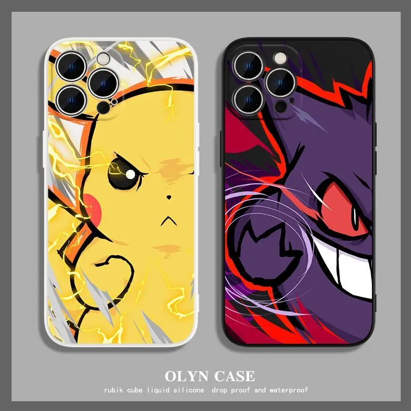 

Чехол для iPhone 14PLUS 13PROMAX 12PRO 11 милый покемон кавайный аниме Классический Персонаж Пикачу гэнгар крутой коллекционный Гладкий