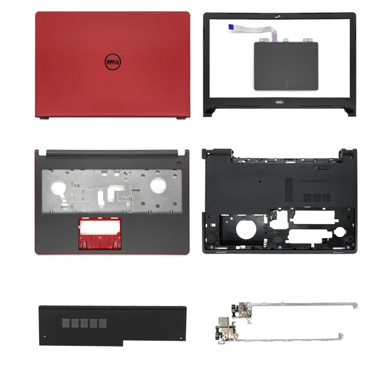 

New LCD Back Cover/Front Bezel/Hinges/Palmrest/Bottom Case/Bottom Door Cover For Dell Inspiron 15 5000 5555 5558 Red Non Touch