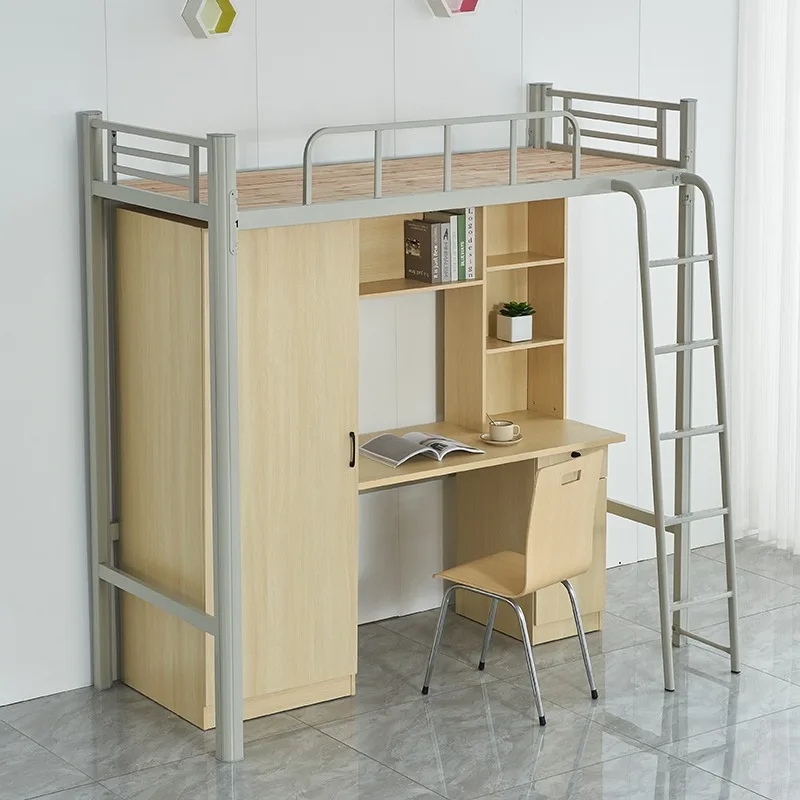 

Bed Table Combination College Student Dormitory Iron Wardrobe Desk Integrated Bed Staff Dormitory Height Apartment Bed