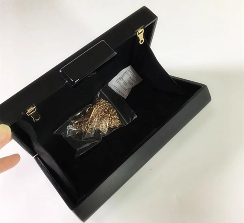 New Look Geometric Patchwork Acrylic Evening Bag Stylish Vintage Hard Box Handbag Prom Party Lady Clutch Chic Trendy Chain Purse