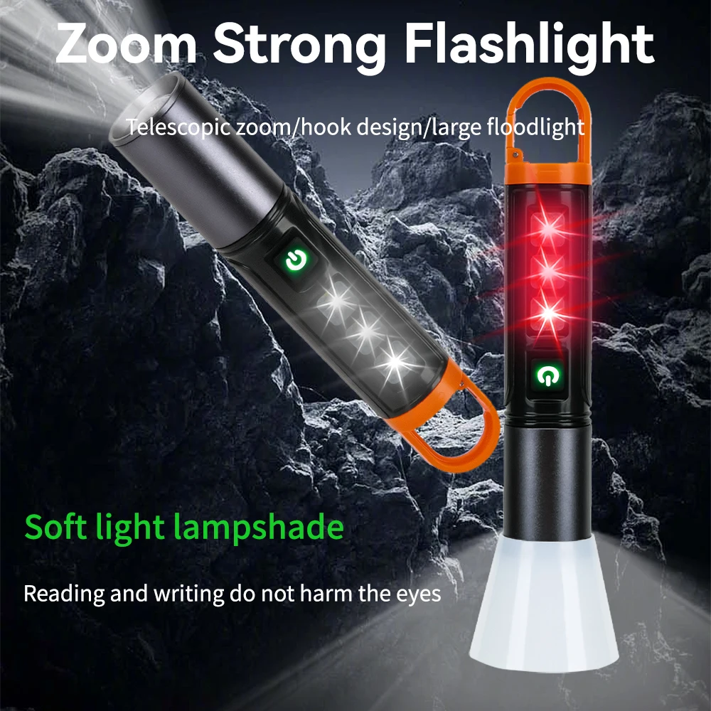 

Superbright LED Flashlight COB Side Lights USB Rechargeable Torch Outdoor Household Portable Lighting Camping Lantern with Hook