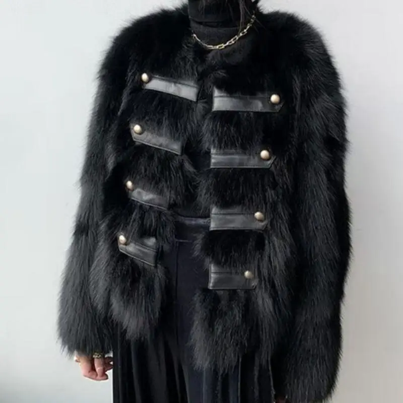 

Spring and Autumn Ladies New Fashion Personalized Custom Plus Size Versatile Short Lapel Casual Faux Fur Coat S-9XL