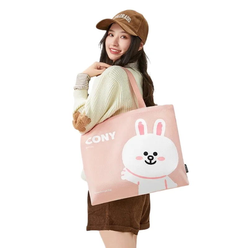 Line friends Коричневый Cony Sally Высококачественная креативная простая портативная дополнительная тканевая сумка Большая вместительная холщовая сумка (art.: 3920d48d14c19) - 3920d48d14c19