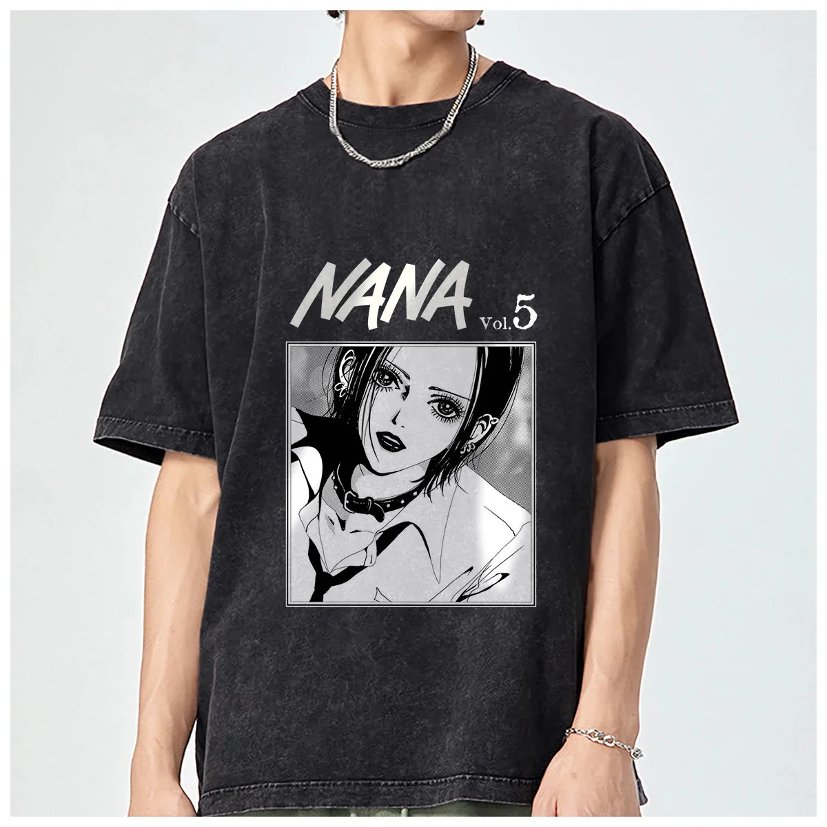 Аниме N-NANA Ретро Черные камни Cookie футболка Мужская женская модная стираная