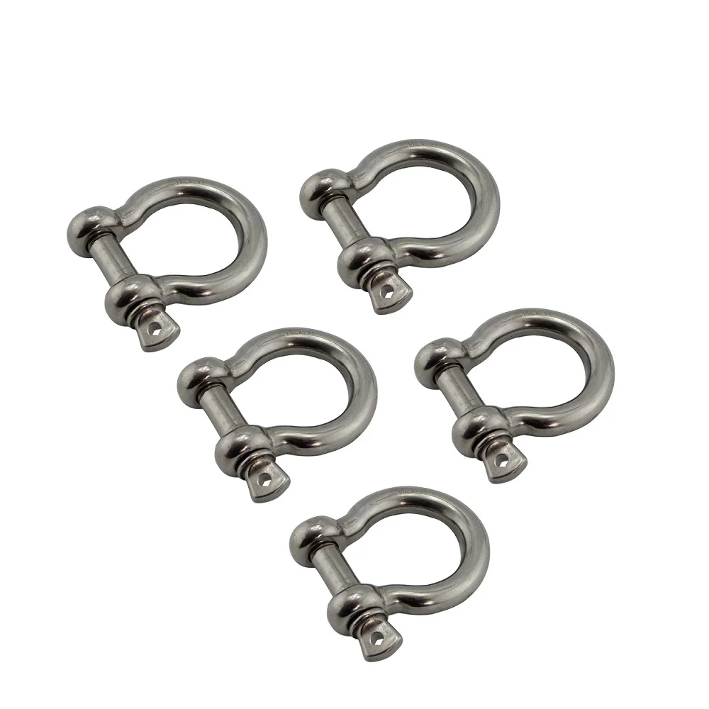 

5PCS 304 Stainless Steel Bow Shackle With Screw Pin Rigging Hardware 4mm 5mm 6mm 8mm 10mm Tow Shackle For Survival Bracelets