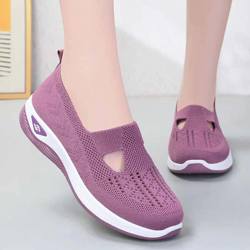 2023 Flats Women's Sneakers Summer Mesh Breathable Shoes Soft Sole Non-Slip Solid Color Comfort Ladies Shoes Deportivas Hombre