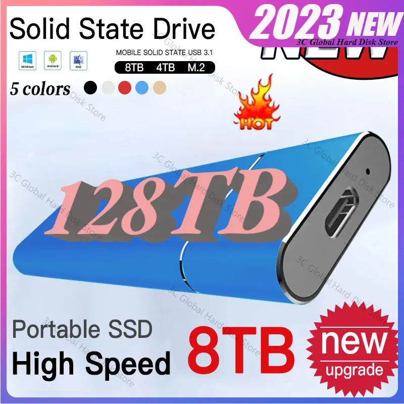 

Portable High-speed SSD 128TB External Hard Drive 128TB Mobile Device Type-C interface Solid State Disk for Desktop/Laptop/mac