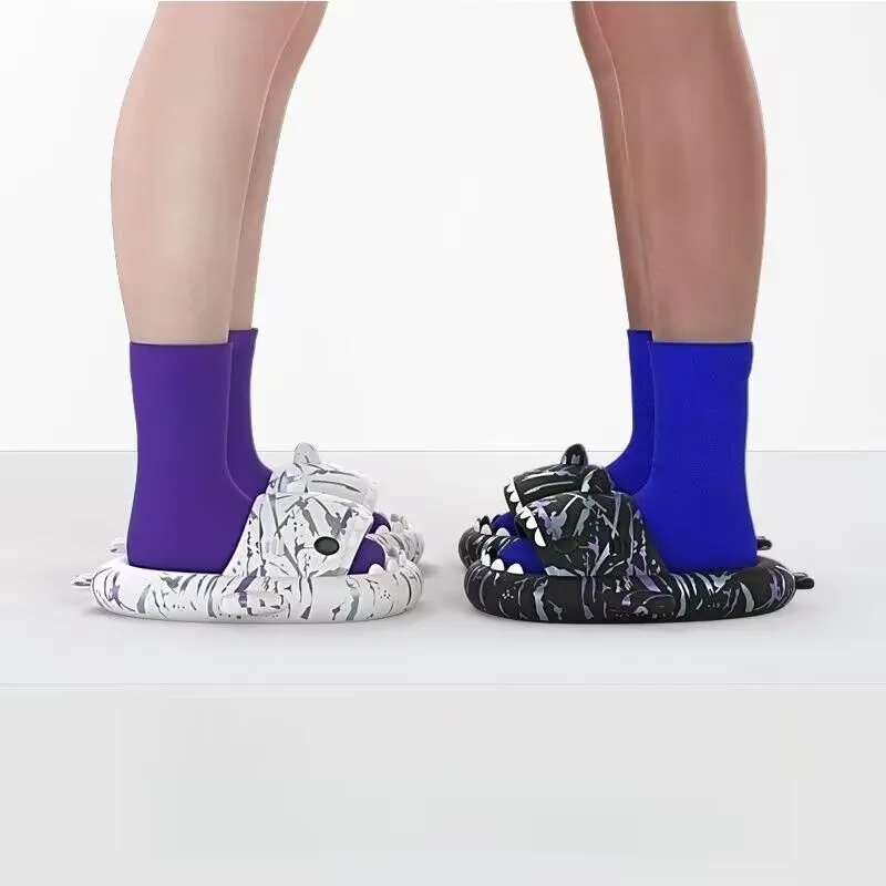 Couples Shark Slippers Women Cartoon Sandals Fashion Men Flip Flops Indoors Bathroom Cute Summer Outdoor Beach Slides Shoes