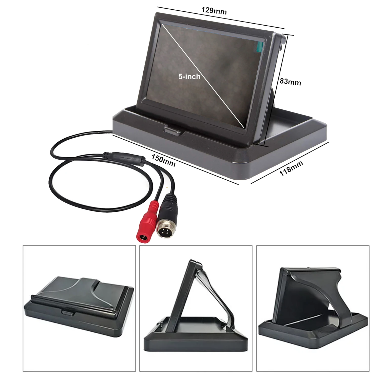 Складной 5-дюймовый IPS AHD монитор 1024X600 с AV4-контактным видеовходом для AHD CVBS, для автомобильных и грузовых камер заднего вида (art.: 3920dc5e79fdc) - 3920dc5e79fdc