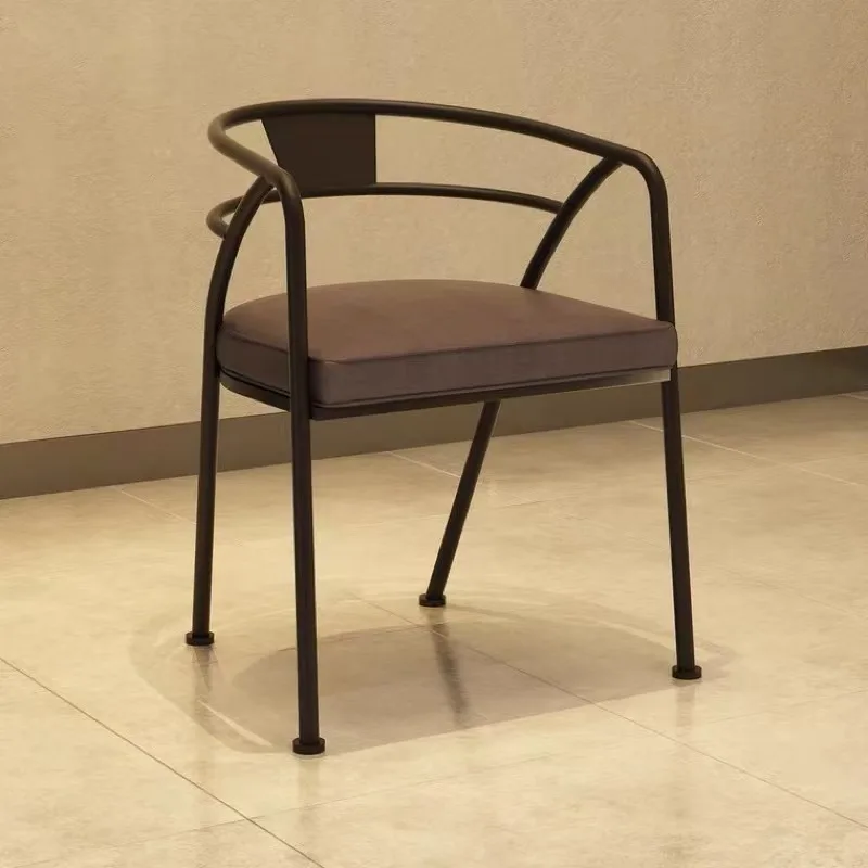 

Simple Modern Ironwork Soft Bag Dining Chair Backrest Armrest Leisure Softs Chairs Cafe Restaurant Sillas De Comedor Furniture