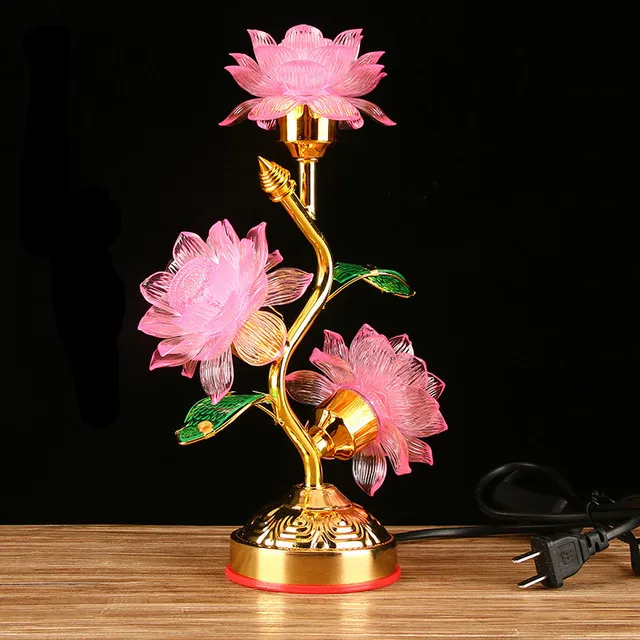 

Buddha lotus lamp led colorful supply lamp home front lamp plug-in long light nostalgic ornament table lamp prayer 220v
