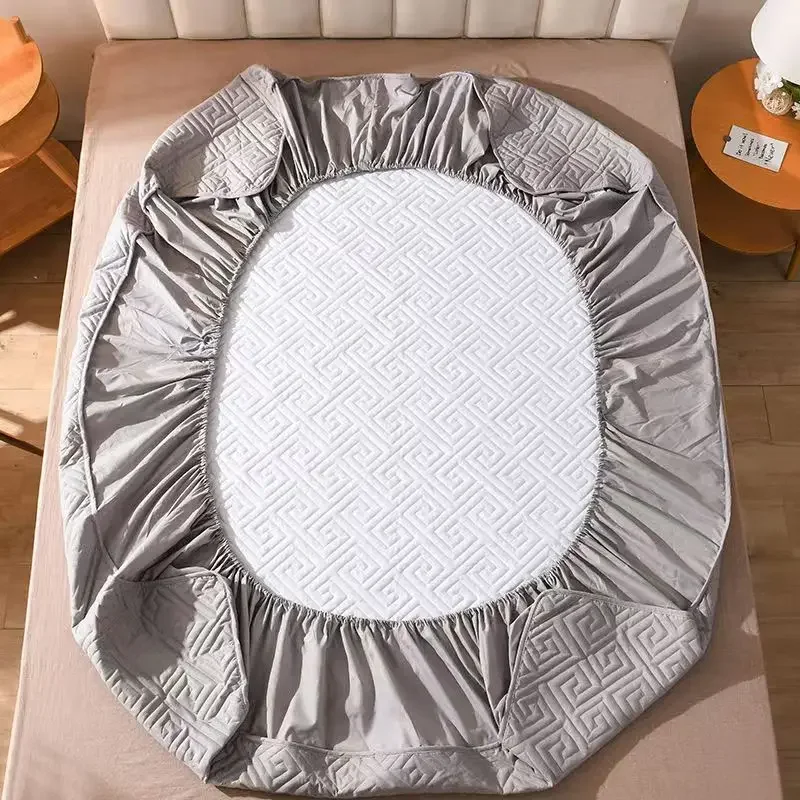 markii Zagęszczony ochraniacz na materac Queen Double Single Antypoślizgowy elastyczny prześcieradło Jednokolorowa narzuta łóżko (bez poszewki