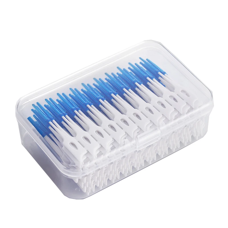 

200Pcs/Box Interdental Silicone Brushes Dental Toothpicks Brush Between Teeth Silicone Toothpicks With Thread Oral Cleaning Tool