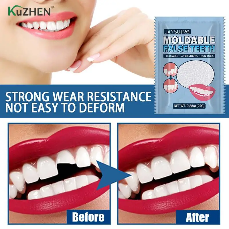 

25 г, бусины для временного ремонта зубов, недостающие сломанные зубы, наполнение зубов зубами, клейкий сломанный клей для зубов