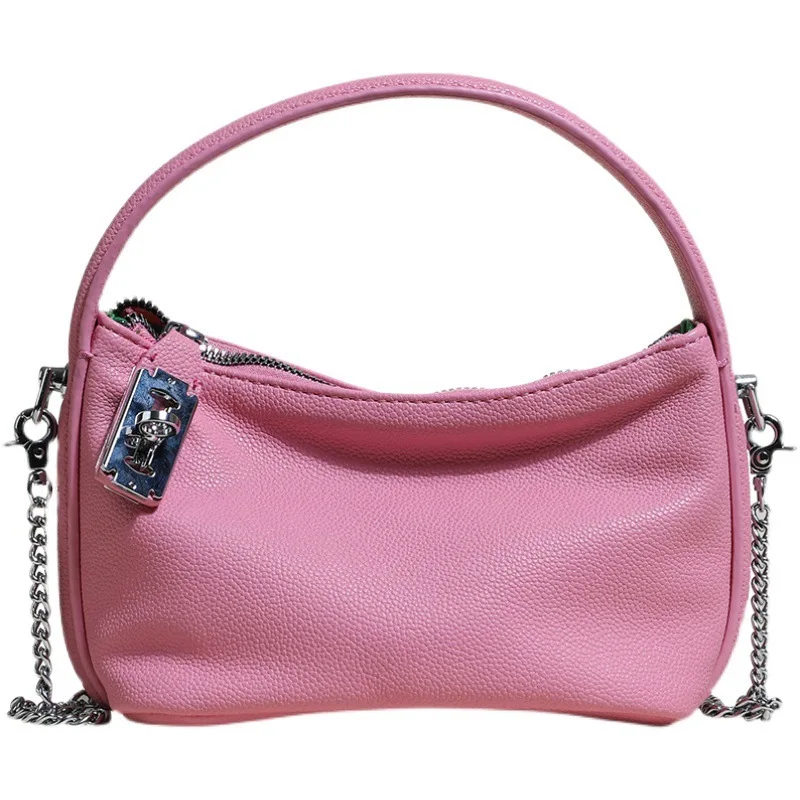 

Handbag For Women Chained Ladies Trendy Crossbody Bag PU Material Soft Small Pink Cute