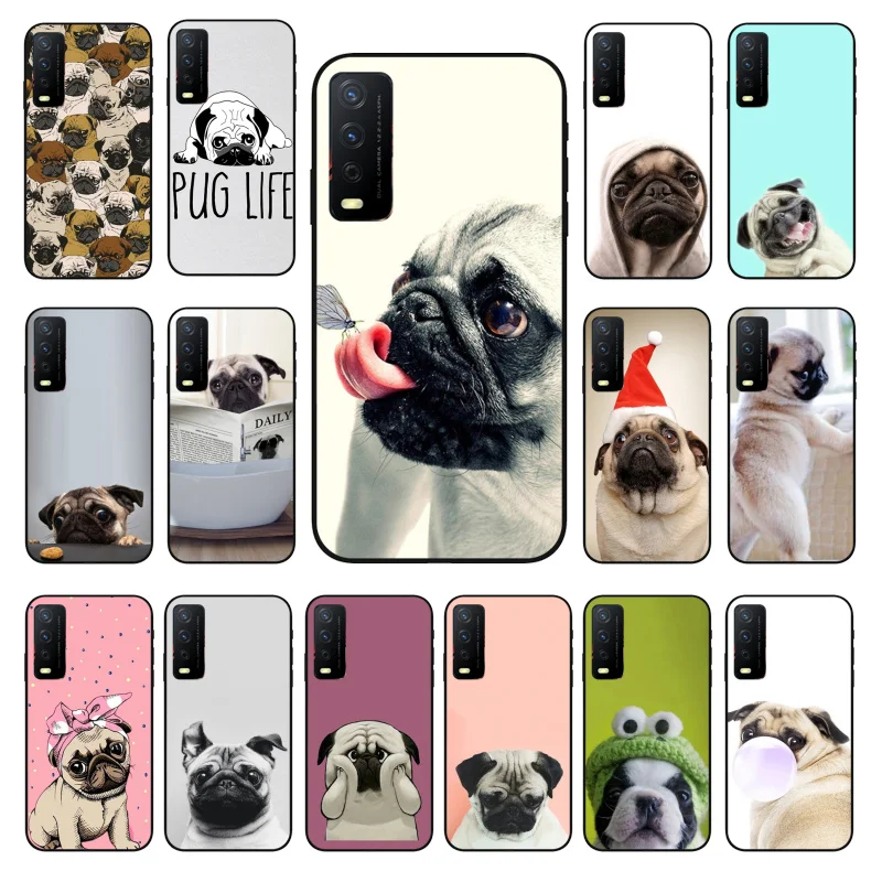 

Animal Cute Pug Dog Phone Case for VIVO Y15s Y20 Y11 Y12 Y17 Y19 Y20S Y31 Y9s Y91 Y21 Y51 Y20i Y93 Y12S Y70