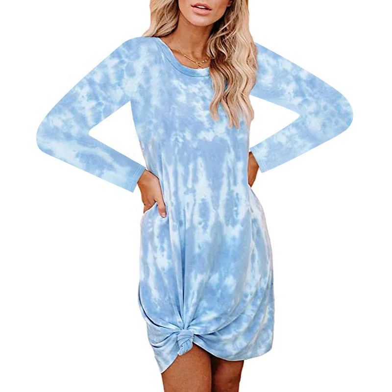 

2022 Explosions Women's Tie-dye Printing Loose Long Sleeve Dress