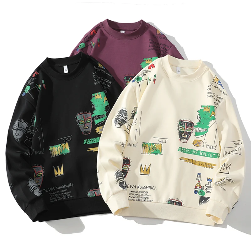 Мужская толстовка с капюшоном черный пуловер принтом в стиле хип-хоп и панк