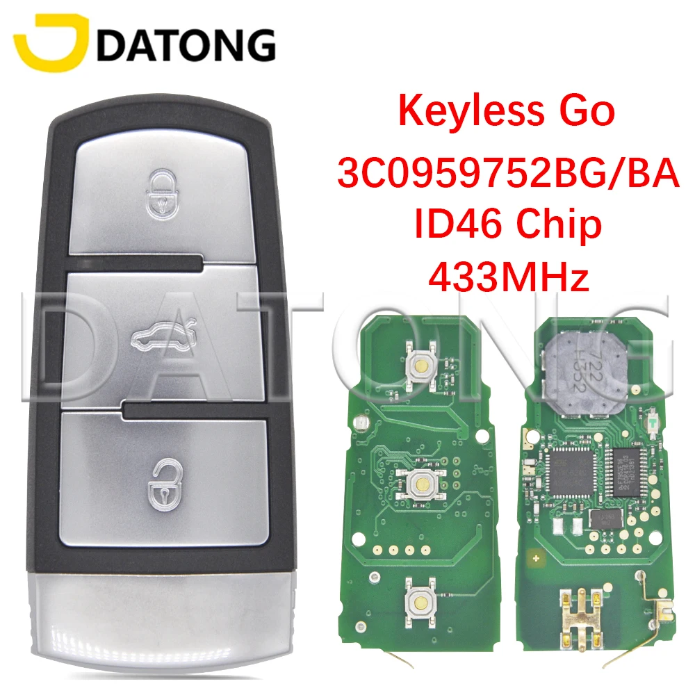 

Datong World 3C0959752BG/3C0959752BA ID46 433 МГц БЕСКЛЮЧЕВОЙ вход Автомобильный Дистанционный ключ для VW Passat Magotan CC Passat Golf 2010-2016