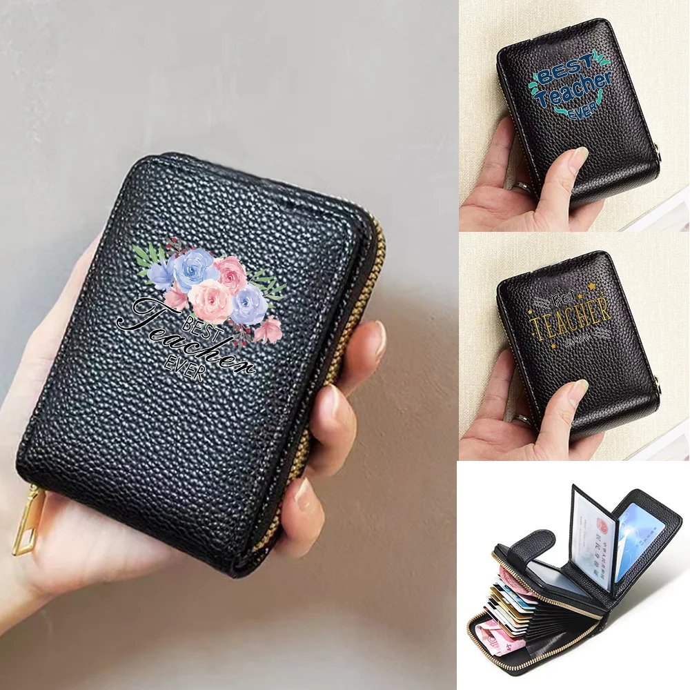 

Women's Short Pu Leather Purse Ladies Wallets Card Holder ID Credit Storage Small Purses Clutch Bags Money Clips Teacher Series