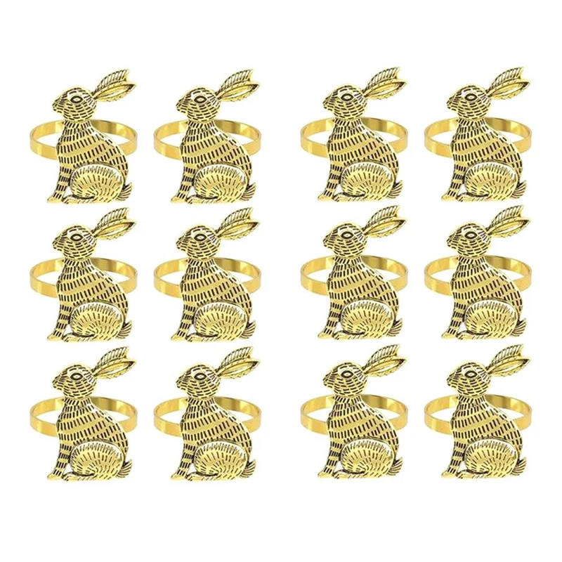 

Кольцо-держатель для салфеток в виде кролика, металлический Набор для украшения стола, 12 штук для пасхального банкетного ужина