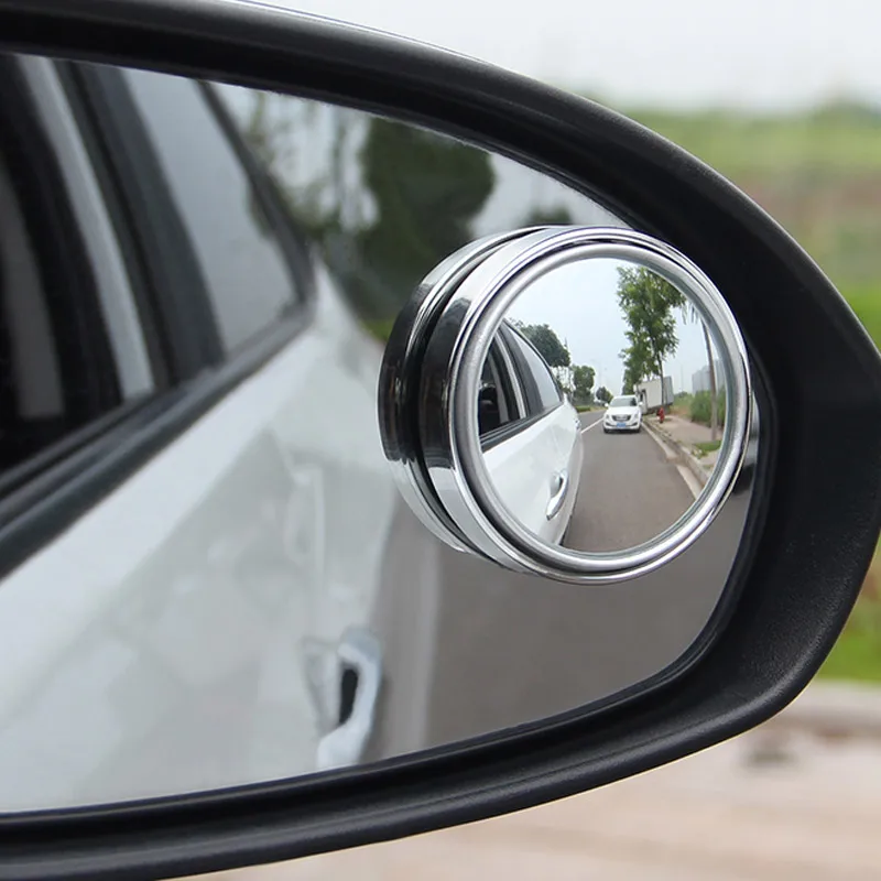 

2Pcs Car Round Frame Convex Blind Spot Mirror Wide-angle 360 Degree Adjustable Clear Rearview Auxiliary Mirror Driving Safety