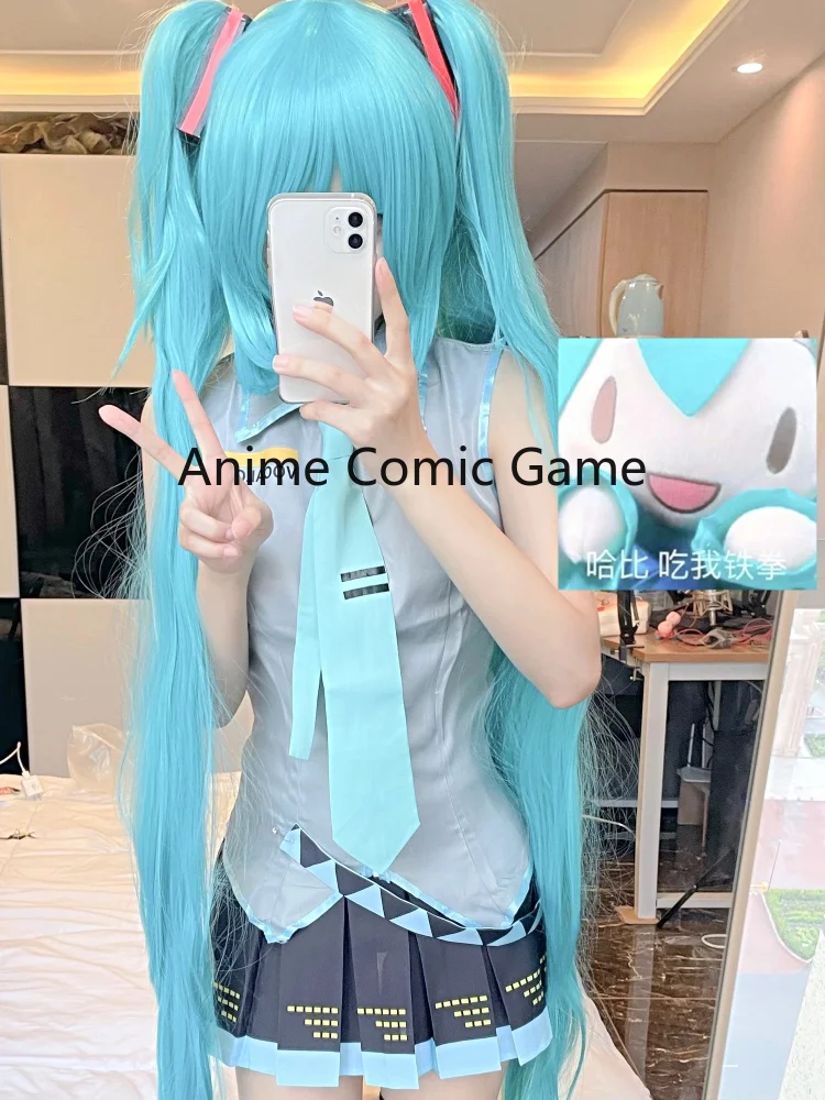 Vocaloid Miku Косплей Парик Костюм японское платье средней длины для начинающих