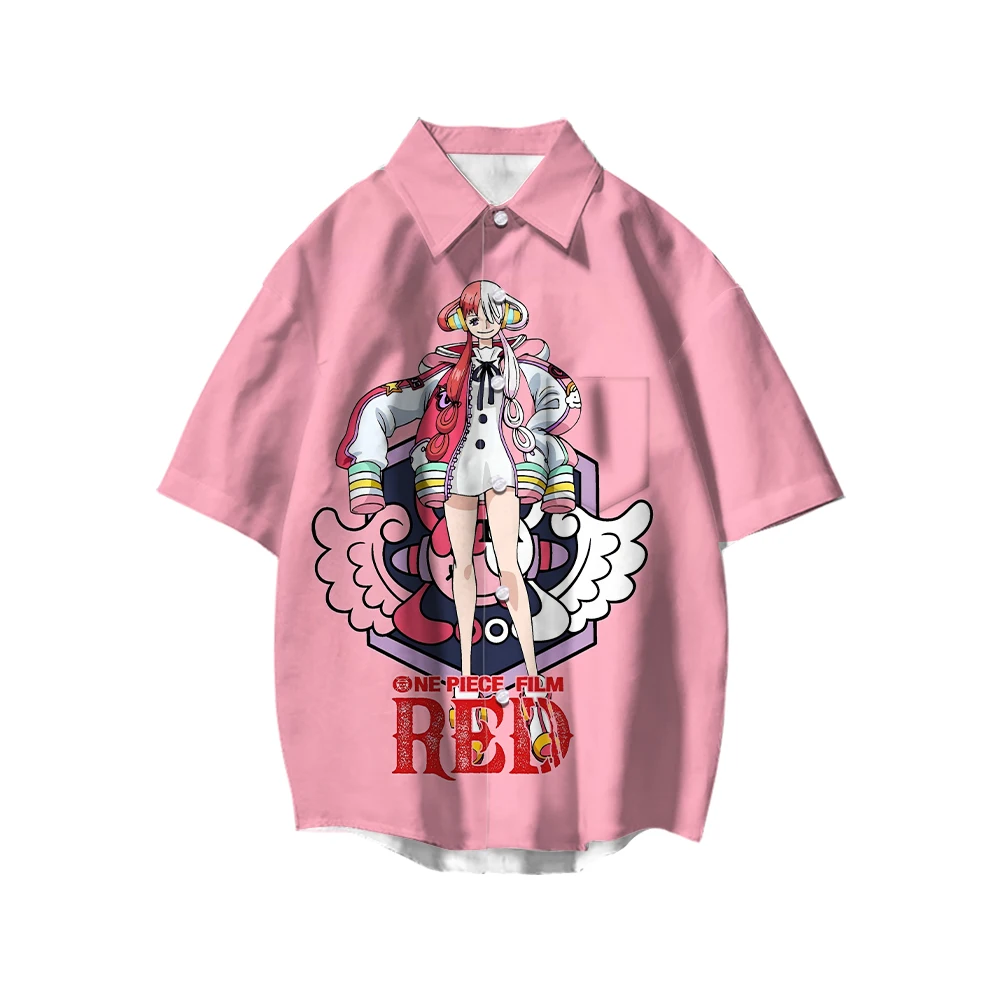 Harajuku Neptune Short-sleeved Shirt Japanese Anime Printing Beach Casual Sunscreen Lapel Cardigan Shopping Party Clothing