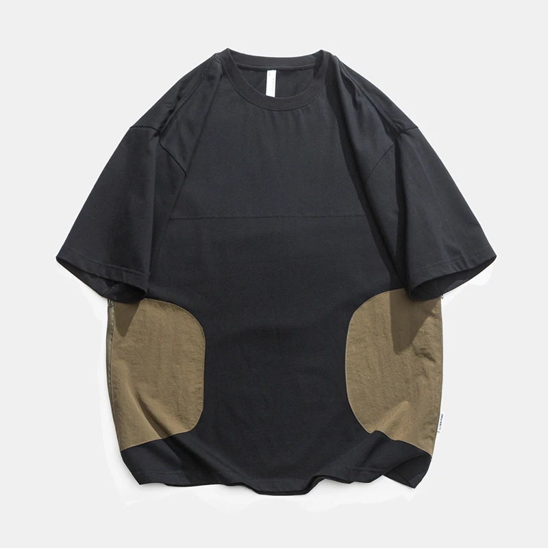 Мужская Летняя свободная футболка с коротким рукавом и карманом из хлопка 270 г