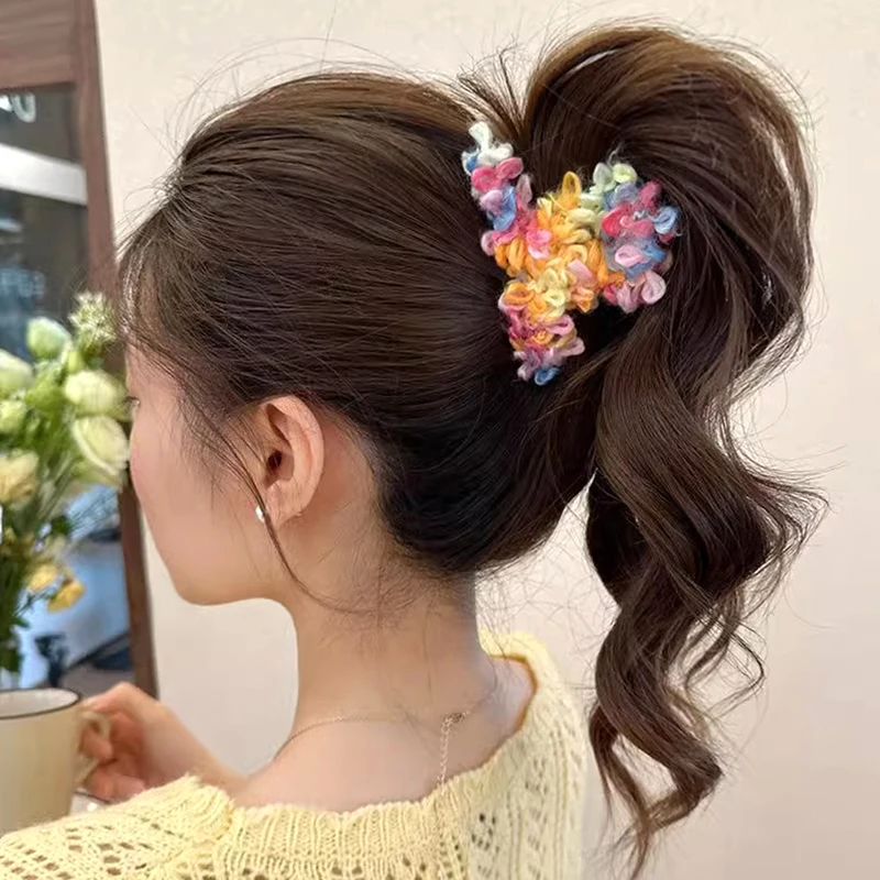 Новые красочные заколки для волос женские плюшевые из смолы с облаками большие