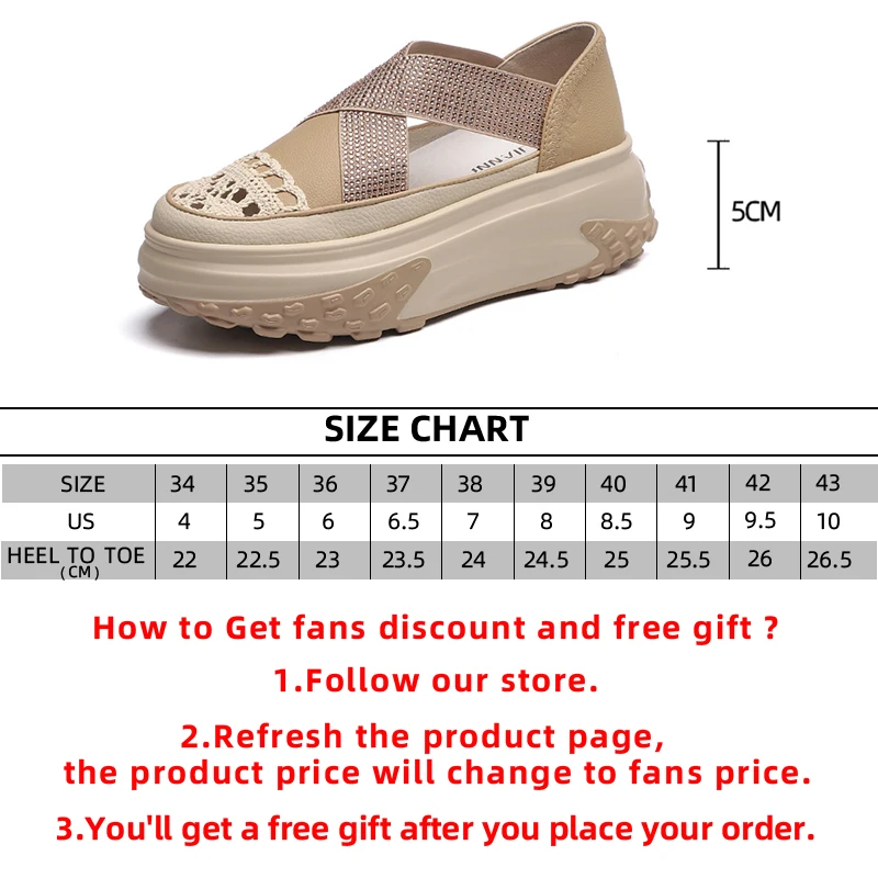 Air Mesh Genuine Leather Rhinestone Design Comfy Sandals Breathable Shoes Chunky Sneakers Spring Summer Platform Wedge Shoes