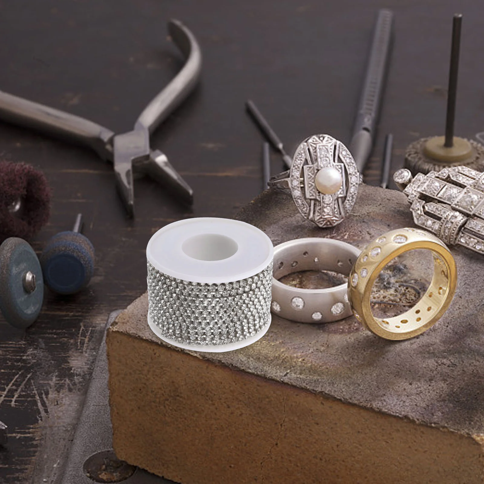 Кристалл гальванический металлический горный хрусталь цепочка-когти шитье