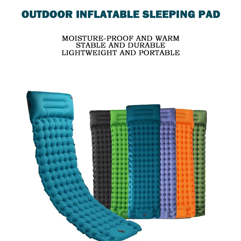 

Outdoor Camping Sleeping Pad Inflatable Camping Moisture-Proof Pad Portable Folding Inflatable Bed Pillow Integrated Tent Pad