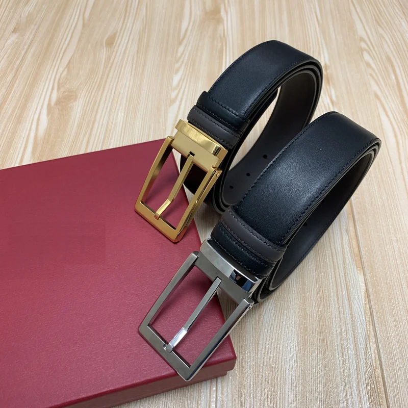 Business men's belt cowhide first layer needle steel buckle belt 3.5 men's formal wear belt suit belt