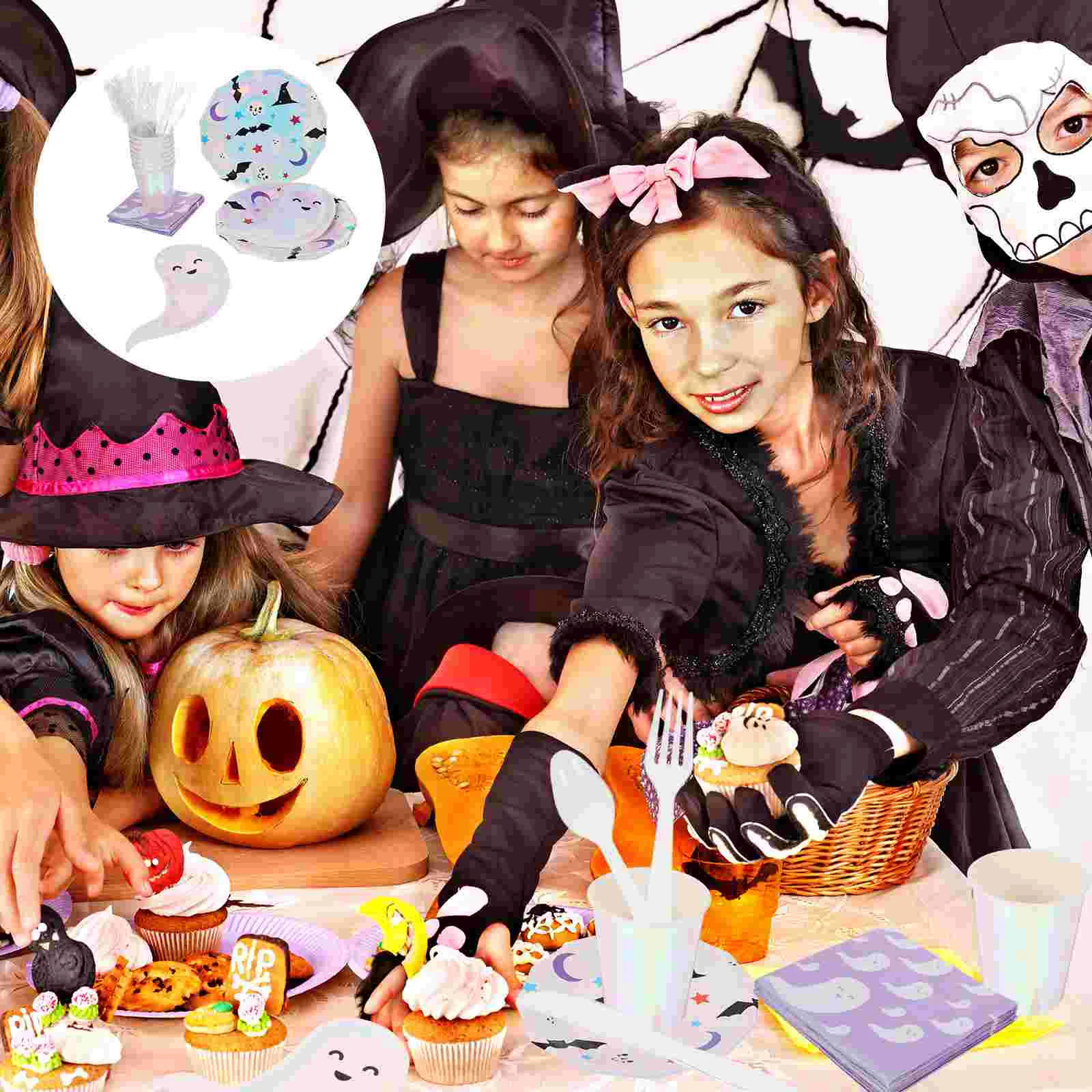 Одноразовая посуда на Хэллоуин столовые приборы вечерние вилки режущий