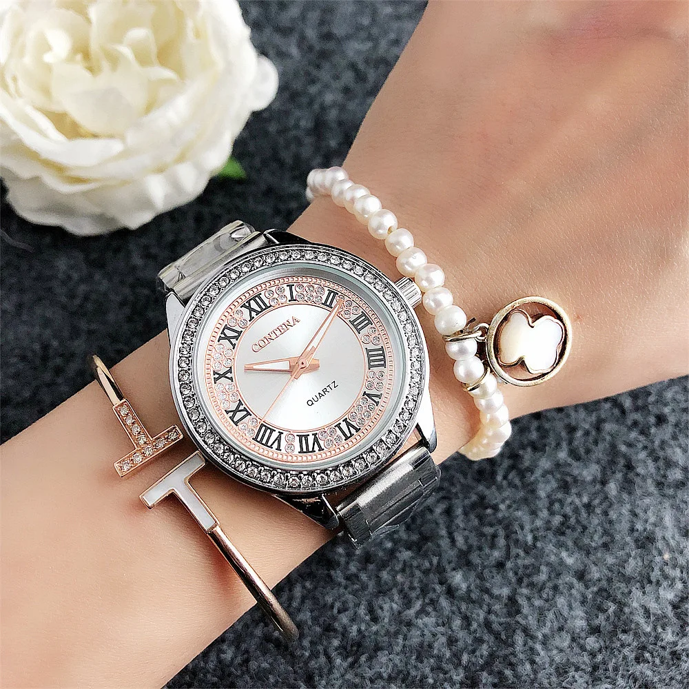 2023 Popular large dial Europe and America fashion new women's watch steel belt brick fashion watch