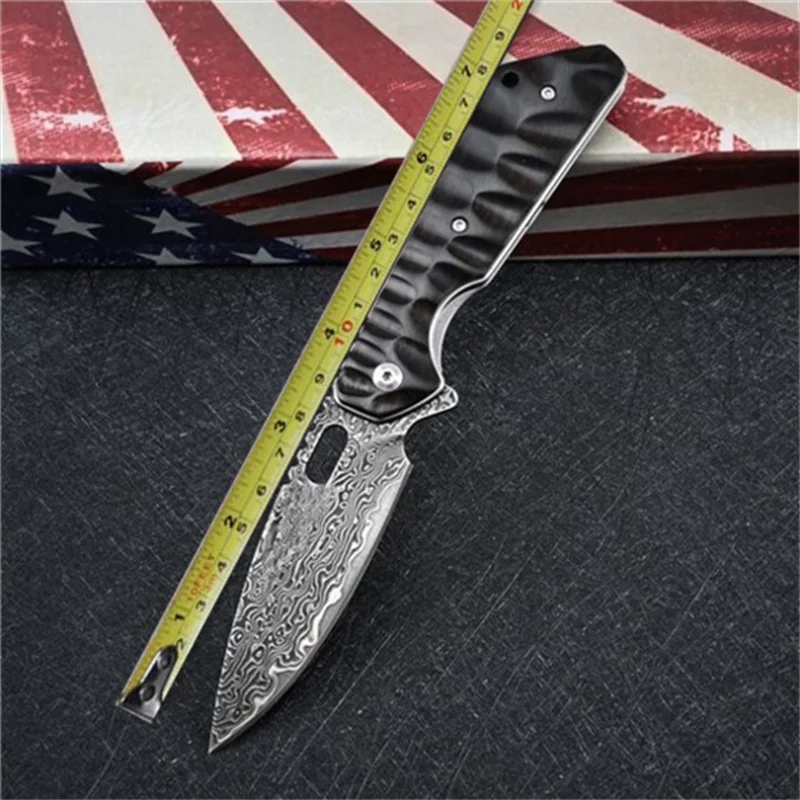 

Foldin Knife Strider Tank Collector's Edition VG10 Damascus Steel Sharp Blade Ebony handle Survivcal Outdoor EDC Packet Tool