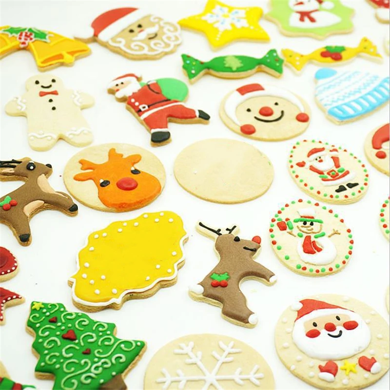 

Набор штампов для печенья из 14 предметов из нержавеющей стали, рождественские штампы для печенья, имбирь, Рождественская елка, конфеты, Санта-Клаус, замороженное печенье