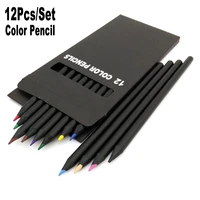 delvtch 12pcs set color pencil 3 0mm lead core black wood handle for art diy graffiti painting drawing student stationery gift