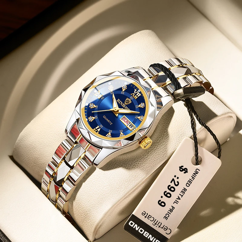 Модные Женские Кварцевые Наручные Часы Водостойкий Светящийся Хронограф