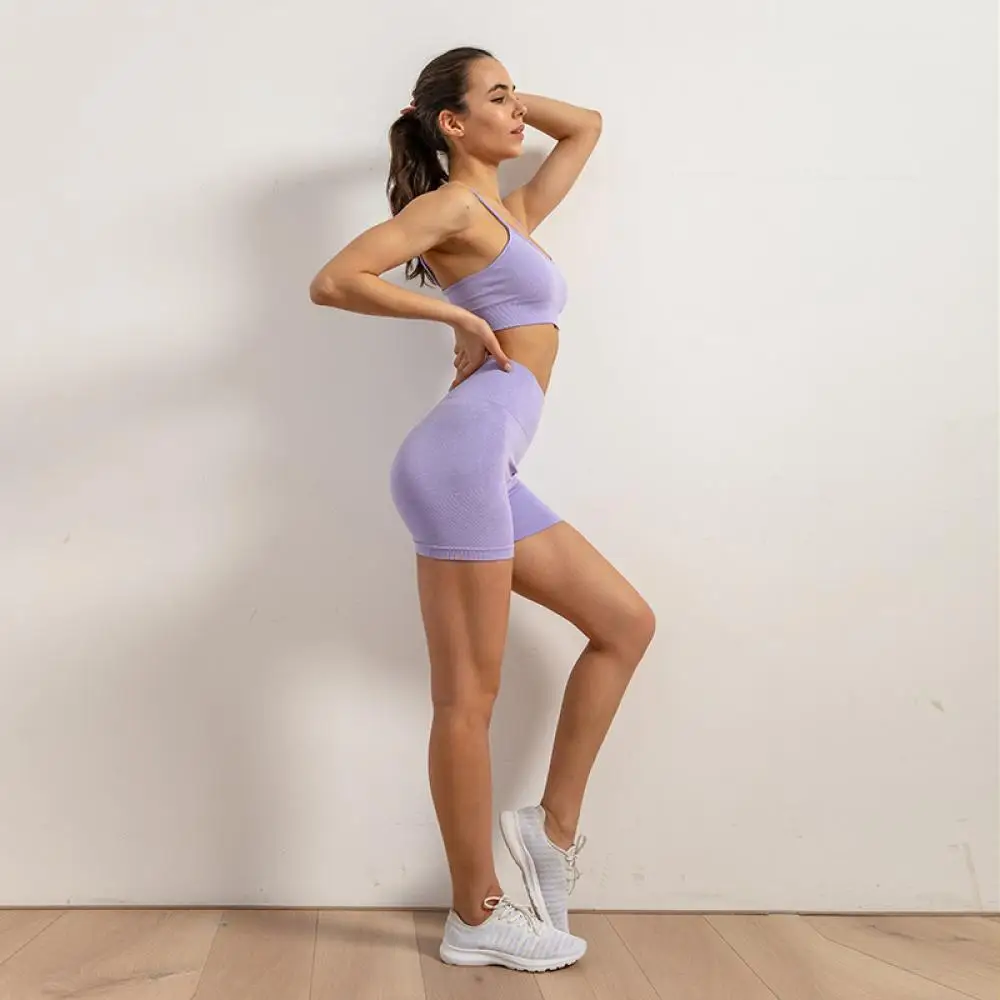 Seamless Yoga Set Women Gym Clothing Workout Sportswear Sport Set Women Hight Waist Seamless Leggings Fitness Sport Bra Crop Top
