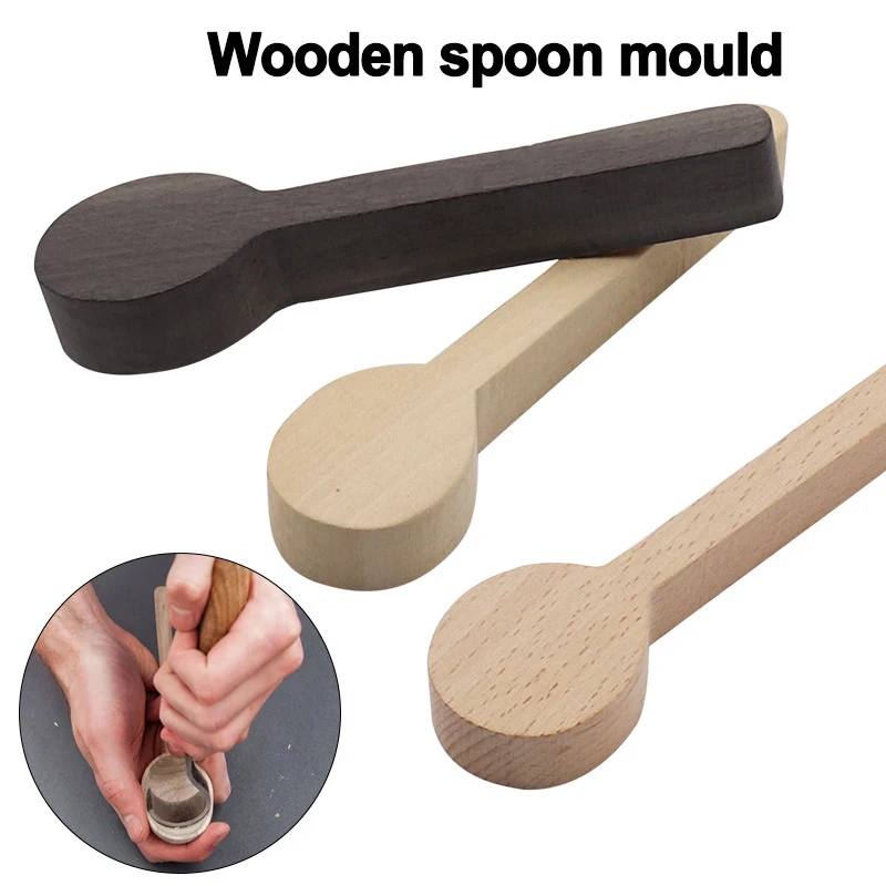 Blank Beech /Walnut Wood Unfinished Wooden Craft Whittling Kit Semi-Finished Timber Spoon Mould DIY Wood Carving Spoon